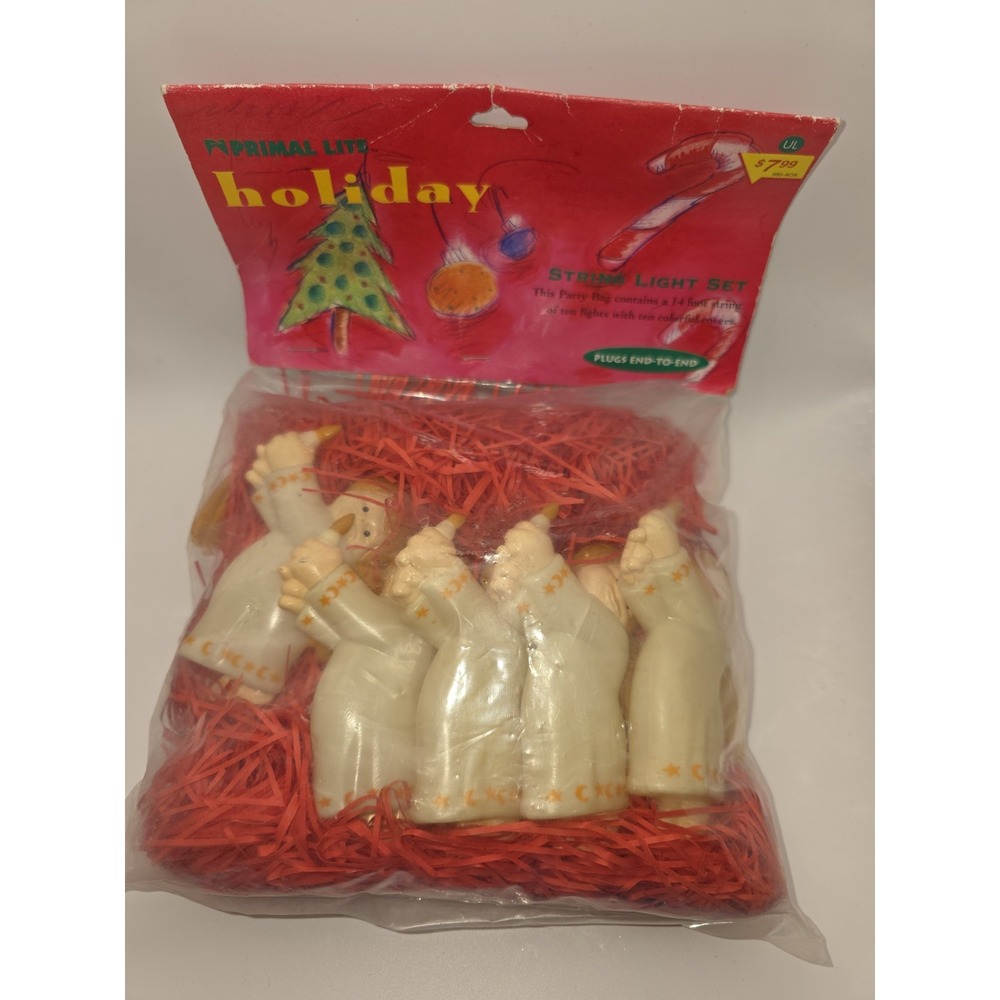 Vintage 1999 Angel Theme Primal Lite Holiday String Light Set Blow Mold